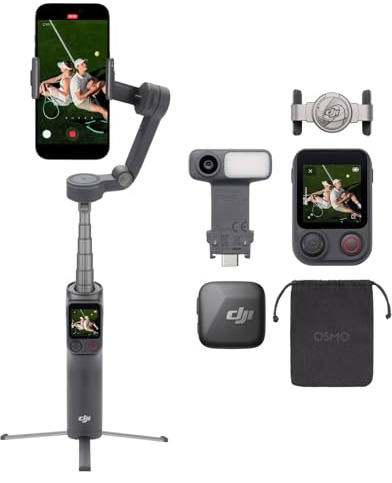 DJI Osmo Mobile 8P + Mic Mini Transmitter, Gimbal Stabilizer for iPhone & Android, Remote Controller, Wireless Microphone, Detail-Rich Audio, Active Noise Canceling, 3-Axis Smartphone Gimbal
