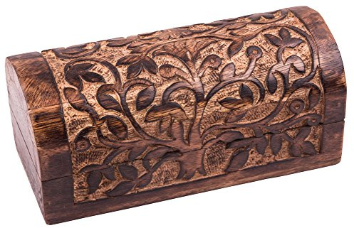 Kunstversteck Schatzkiste „Baum des Lebens“, Geschenkbox aus Holz mit keltischem Symbol 16x8x8cm Holz-Box