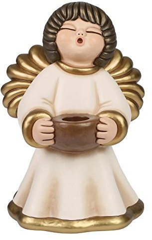 THUN, Iconico Angelo Valerie in Ceramica Decorata a Mano con Candela, Versione Maxi, Simbolo di Protezione e Amore, 52 cm h