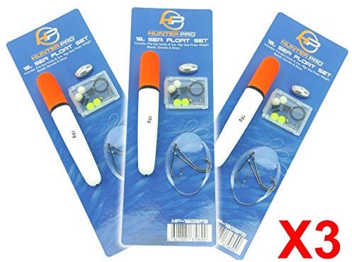 Hunter Pro Sea Fishing Float Set x 3 - Complete with Weights, Hooks to Line, Stops, Swivels & Beads