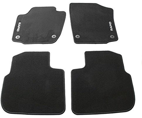 Skoda 5JB061404E Textil Fußmatten 4X Stoffmatten mit Rapid Schriftzug, schwarz
