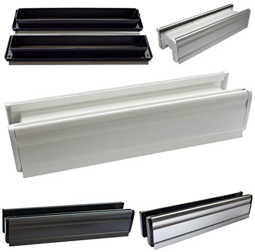 Aluminium-Briefeinwurf-mit Schacht-Nr.3-365 x 80 mm-Briefkasten-Briefschlitz-Briefklappe (365 x 80 mm, Aluminium anthrazit metallic)