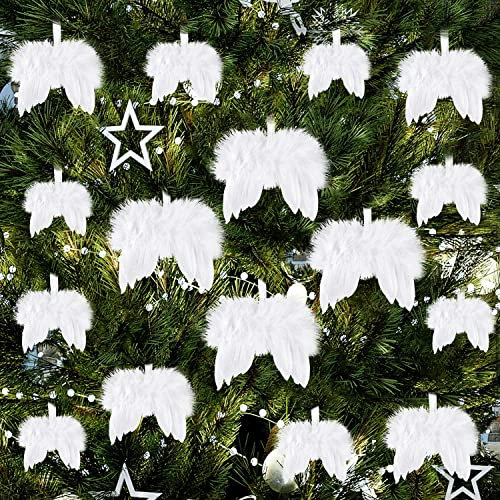 10pcs White Vintage Feather Hanging Angel Wings Christmas Tree Wedding Decorations