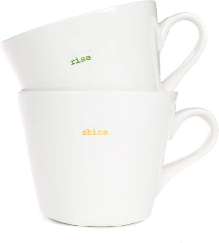 Keith Brymer Jones Word Range Standard-Eimerbecher, 350 ml, Rise Shine, Porzellan, 350 ml, Weiß, KBJ-0633