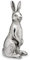 H.Bauer jun. große Deko Hasen Figur Kunststein 30 cm - silberner sitzender XL Osterdeko Hase - Polyresin Osterhasen Frühjahresdeko zum hinstellen