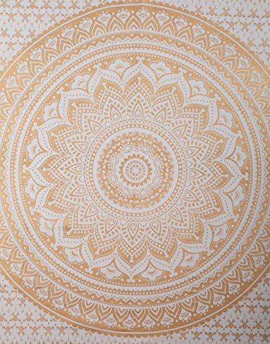 RAJRANG Wandteppich aus Baumwolle Farbe Gold, Dekorativer Wandbehang, Boho-Stil, 228x274 cm