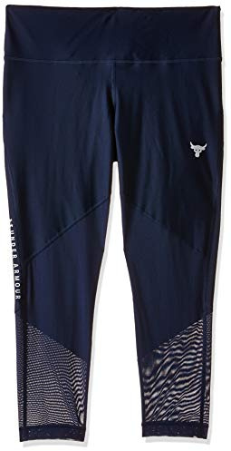Under Armour x Project Rock HeatGear Blue Womens Mesh Crop Leggings 1351101 408