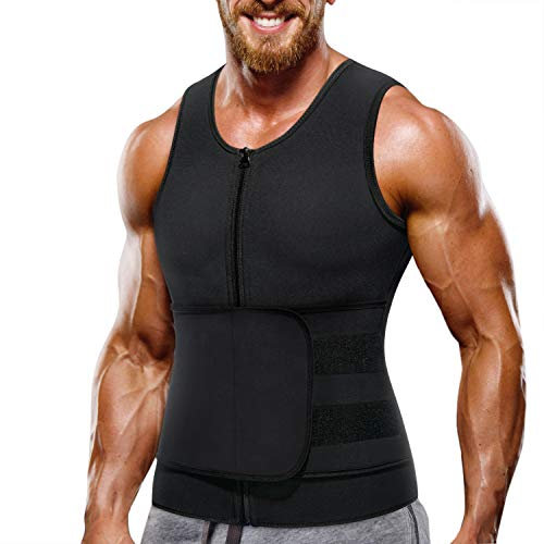 Bingrong, cintura addominale da uomo, per fitness, fitness, dimagrante, dimagrante, in neoprene, regolabile, per sauna Nero M