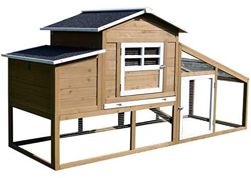 Pawhut Pollaio da Giardino per Galline con Corsa e Zona di Nidificazione Vassoio Estraibile, 200x80x105cm