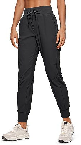 CRZ YOGA Damen Lässige Sporthose Tunnelzug Taille Jogger Pants Jogginghose Freizeithose mit Taschen - 70cm Tinte grau 44