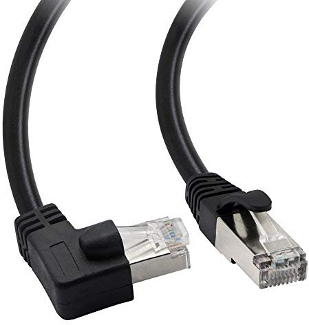GINTOOYUN Cat5-Ethernet-Kabel, RJ45-Stecker auf Stecker, 90 Grad, Internet-Netzwerk-LAN-Kabel, Patchkabel für PC, Router, Modem, Drucker, Xbox, PS4-50CM(Winkel links)