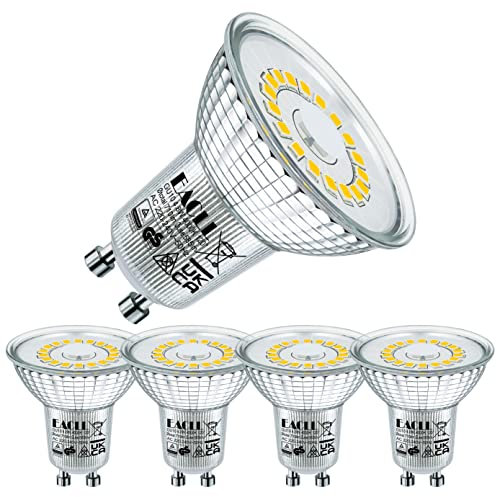 EACLL GU10 LED 4000K 4.8 Watt Ersetzt 75W Halogen Leuchtmittel, 4er-Pack, Neutralweiss 585 Lumen Birnen, AC 230V Flimmerfrei Strahler, Abstrahlwinkel 120 Grad Spot, Nicht Dimmbar Reflektorlampe