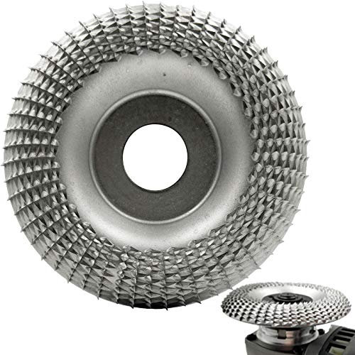 Winbyoan - Dischi per intagliare il legno, con foro da 7/8 pollici, in carburo di tungsteno, disco abrasivo per levigatura, intaglio, modellatura (100 mm, tipo ad arco, argento)