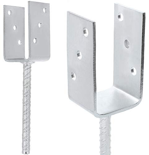 KLIMAS Schwerlast U-Pfostenträger Bodenanker Pfosten 70x60x125x5 mm | Betonanker aus Riffelstahl Verzinkt Steindolle Bodenhülse zum Einbetonieren | Holzpfosten Stahl Feuerverzinkt Einschlagbodenhülse