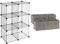 Amazon Basics Cubos de almacenamiento plegables (pack de 6), Gris + Estantes de almacenamiento, Seis cubos, de alambre Negro