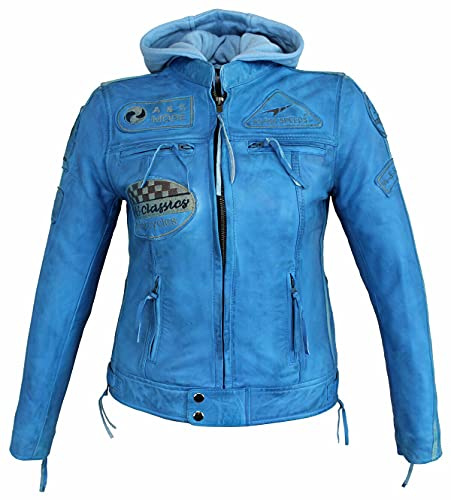EURO STARS Damen Motorrad & Freizeit Lamm Leder Jacke Schwarz, Biker Ladies Leather jacket black