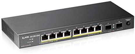 Zyxel Switch Unmanged PoE+, 10 porte Gigabit, [8 porte con 130 watt Budget] - Design senza ventole [GS1100-10HP]