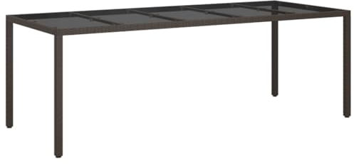 vidaXL Gartentisch Esstisch Terrassentisch Gartenmöbel Balkontisch Outdoor Tisch Außentisch Braun 250x100x75cm Gehärtetes Glas Poly Rattan