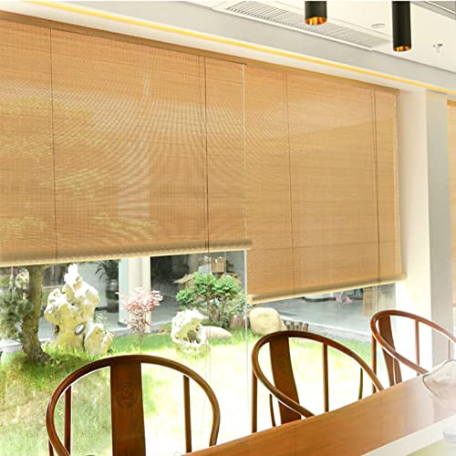 Außen/Innen Bambusrollo,Balkon Sichtschutz,Natürliches Atmungsaktives Rollo Bambus,Terrassen/Garten Bambus Raffrollo,Pavillon Bambusrolllo,mit Beschlägen,63 Größen (W55xH210cm/21.7 x82.7)