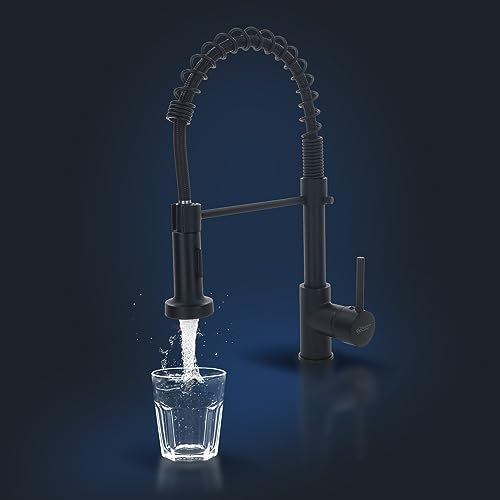 Rosenhahn & Söhne Sylt 200 Küchenarmatur mit Brause- 360° drehbarer Wasserhahn Küche - Armatur Küche [schwarz] - 2-fach verstellbare Spültischarmatur - Brause & Strahl - Anschlussschläuche
