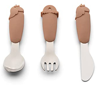 Ensembles de vaisselle marque Citron Modèle Citron Couverts acier et silicone licorne rose