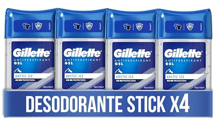 Gillette Clear Gel Desodorante Antitranspirante Arctic Ice Para Hombre, 4 x 70 ml