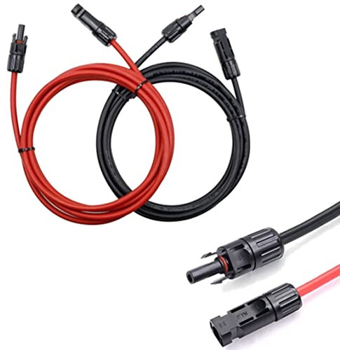 Trango 2er Set je 2 m in Rot & Schwarz Verlängerung Solarkabel 6mm² Solarpanel Verbindungskabel Solarstecker, Spannung 1500V IP68 Wasserdicht Solarmodul Verlängerungskabel inkl. MC4 Stecker