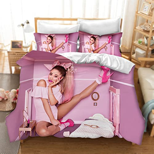 DDONVG Ariana Bettwäsche Set, 3D-Druck Schönheit Mikrofaser Weiche Mit Reißverschluss Bettbezug Und Kissenbezüge Für Teens Adult (8,200 X 200 cm 50 x 75 x 2)