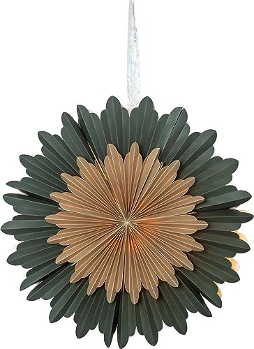 EGLO Weihnachtsstern für innen, Dekostern aus Papier zum Aufhängen, Fensterdeko in Grün und Gold, 3D Adventsstern, Wand Deko Wohnzimmer, Ø 50 cm