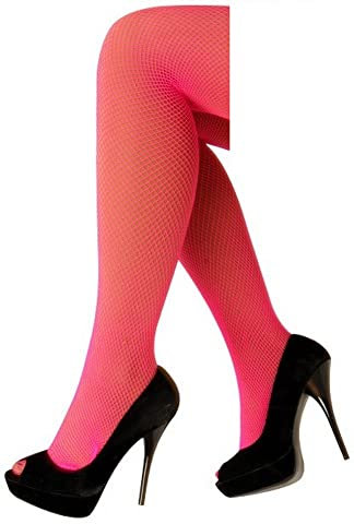 krautwear Collants en résille pour femme - Costume de carnaval - Taille unique, Rose fluo, taille unique