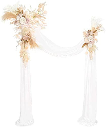 MKLL Künstliches Hochzeitsbogen-Blumen-Set (3 Stück) – 2 Blumengirlanden Und 1 Bogenvorhänge, Hochzeitszeremonie Und Empfangshintergrunddekoration,Beige