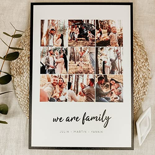 Elbeffekt We are Family Familien Geschenk Holzbild - Foto Geschenk - personalisierbar zum Hinstellen/Aufhängen opt. beleuchtet Geschenk für Familie