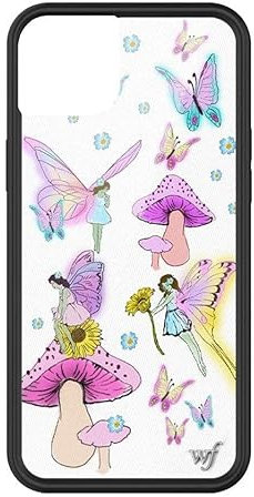 Wildflower Olivia O'Brien Hülle, kompatibel mit Apple iPhone 13, Collab, Fairies, trendy, rosa, weiß, schützender schwarzer Stoßfänger, 1,2 m Falltest zertifiziert, kleines Unternehmen im Besitz von