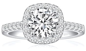 JALOKIVI Verlobungsringe für Damen, 1,2 Karat, 925er-Sterlingsilber, Kissenschliff, Zirkonia, Hochzeitsringe für Sie, Größe 4–12,5, Sterling Silber, Zirkonia