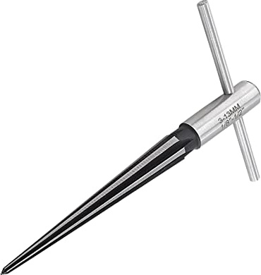 LifCratms 1/8-1/2 (3-13mm) T Handle Tapered Reamer, 6 Fluted Chamfer Reaming Tool, Guitar Bridge Pin Hole Handle Tapered Reamers Woodworker Luthier Tool