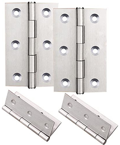 75 mm Scharniere, 10 Stück, BUXUIEY Türscharniere Edelstahl Stoßscharniere Silber mit 60 Stück Schrauben und 1 Stück Schraubendreher für Heimmöbel, Badezimmer, Schrank, Fenster, Innentüren
