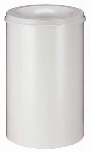 PROREGAL Selbstlöschender Papierkorb & Abfallsammler aus Metall | 110 Liter, HxØ 72x47cm | Weiß
