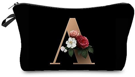 JOCXZI pochette,pochette sac a main femme,pochette maquillage,pochette tissu,pochette rangement,trousse maquillage femme,trousse de maquillage femme,Sac à cosmétiques imprimé (noir)