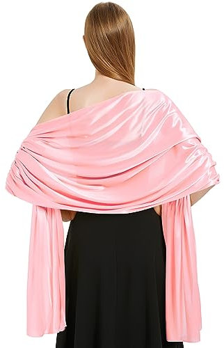 Vijamiy Satin Chiffon Stola Damen Festlich,Stola Für Abendkleid Farbenfrohe Eleganz Weicher Schultertuch Für Brautkleider、Party、Hochzeit、Geschenk(Rosa)