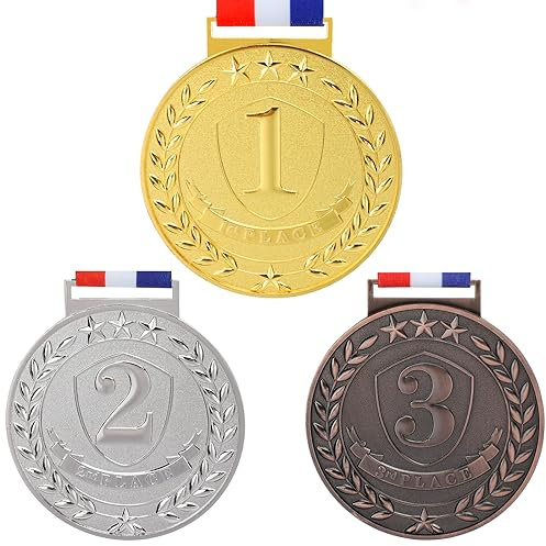 Abaokai 1., 2., 3. Medaillen für Auszeichnung, 7,6 cm, olympischer Stil, Gewinnermedaillen Gold, Silber, Bronze, Preise für Wettbewerbe, Party (Gold, Silber, Bronze, 3 Stück)