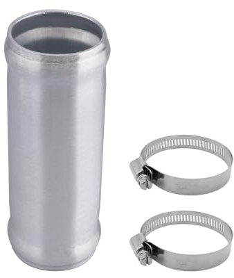 AC PERFORMANCE OD 1.5 Aluminum Tube Hose Joiner with Clamps | OD 38mm connector with bead roll, 4 (100mm) length, for silicone hose