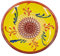 Kaladia Assiette à râper en céramique, pour le gingembre, le parmesan, etc. - Motif : jaune et rouge, diamètre : 12 cm, fabriquée à la main et peinte à la main, fabriquée en Espagne