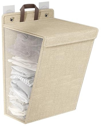 Cyrank Hanging Laundry Hamper, over the Door Hamper, Large Openging Space Saving Laundry Hamper, Mesh Wall Hanging Laundry Basket Foldable for Bathroom, Wardrobe, Dormitory(#4)