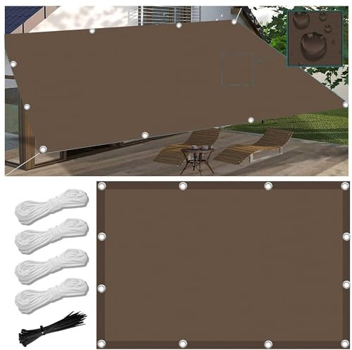 Toldo Vela de Sombra Rectangular 4x7M Impermeable Toldos Exterior Terraza Protección Rayos UV Resistente al Desgarro para Terraza Balcon Patio Exteriores Jardín con Ojales y Cuerdas de Fijación
