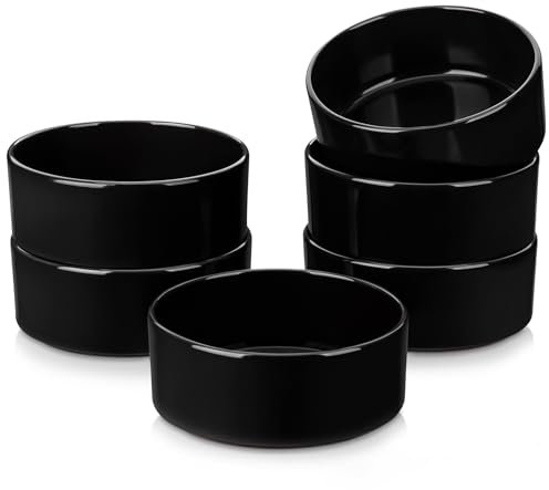 vancasso Série VENUS Saladiers 6 pièces, Bols à Soupe Passent au Lave-vaisselle et au Micro-ondes, 720ml, Noir