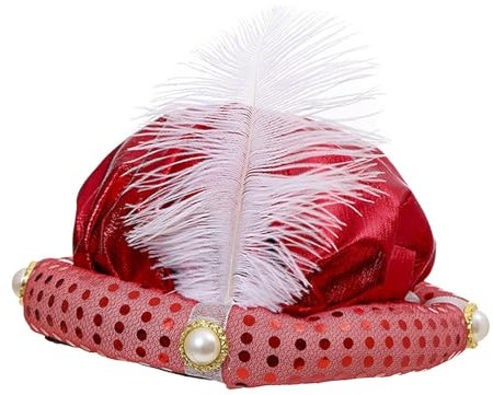 Baoblaze Indische Sultan-Turban-Hüte, Prinzenhut, arabische Kopfbedeckung, Kopfbedeckung, Sultan-Hut, Kopfwickel für Kostüm, Karneval, Performance-Requisiten, Rot