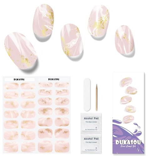 DUKASOU Nagelfolie UV Härtend - 28 Stück UV Gelfolien,Einfach und Bequem UV Gel Strips DIY Gel Nail Sticker ist ein Geschenk für Anfänger, um Nägel zu dekorieren(Tageslichtinseln)