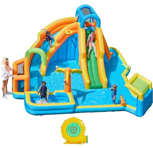 Yaheetech Inflatable Bounce House, 11-in-1 Outdoor Blow Up Water Slide
