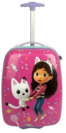 Undercover - Polycarbonat Trolley - Gabby's Dollhouse - 16 Inch - mit Spanngurten und Reißverschlussfach - Teleskopstange - leicht und robust - für Kinder