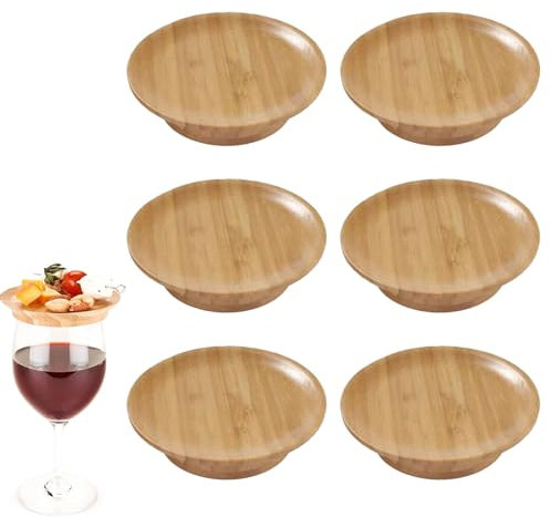 Collect Light Weinglas Glass Charcuterie Topper Wine Glass Charcuterie Topper Hölzerner Weinglas Aufsatz Untersetzer verhindert Rotweinspritzer Aufsatz für Desserts Getränke Partyzubehör (6 Stück)